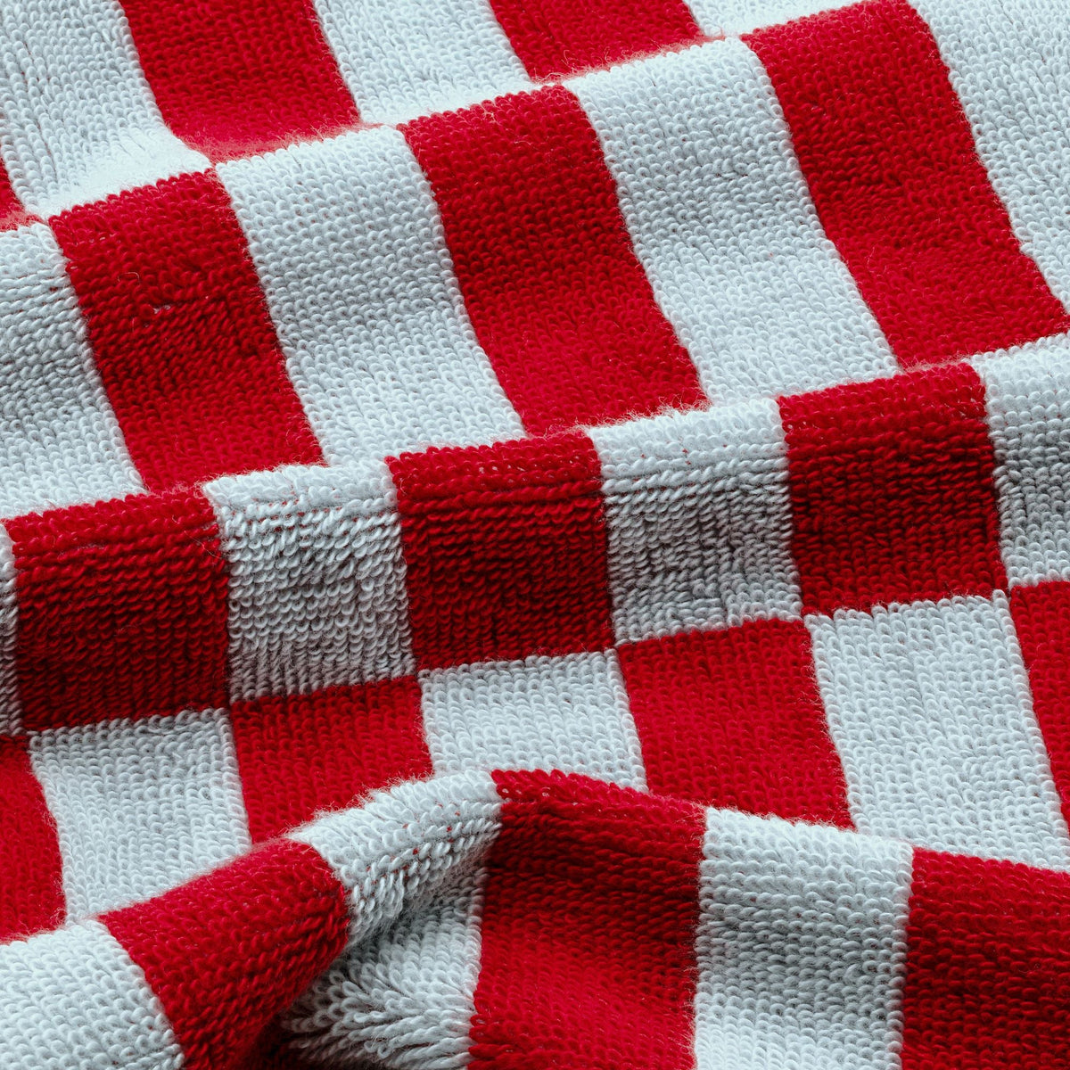 Checkered Cotton Towels — Tan &amp; Ecru