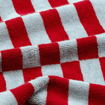 Checkered Cotton Towels — Tan &amp; Ecru