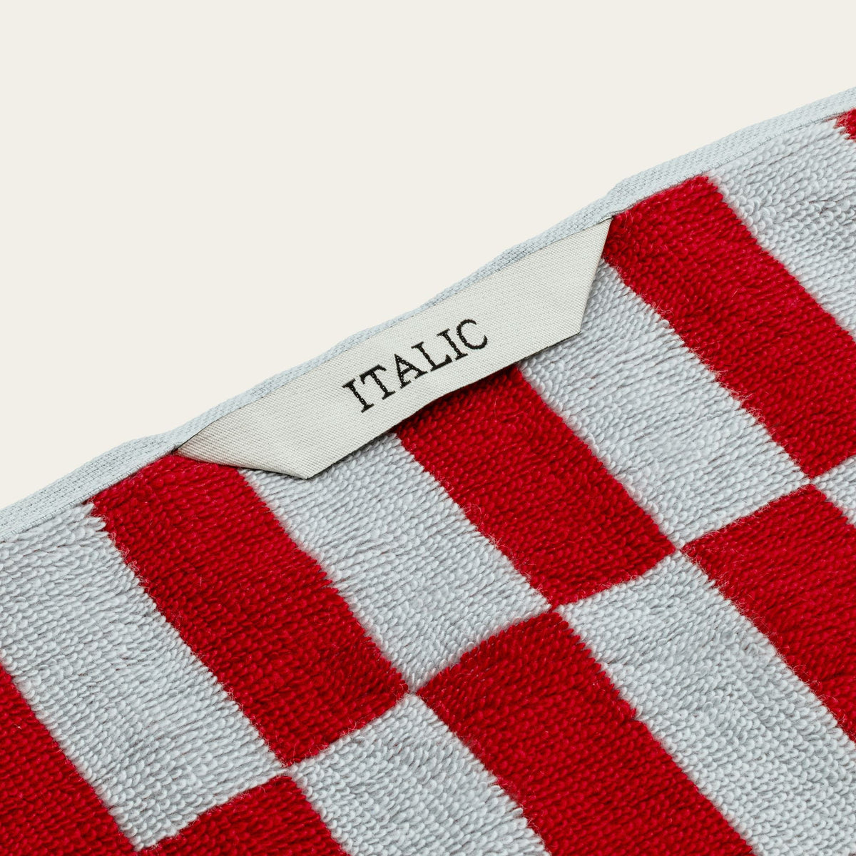 Checkered Cotton Towels — Tan &amp; Ecru