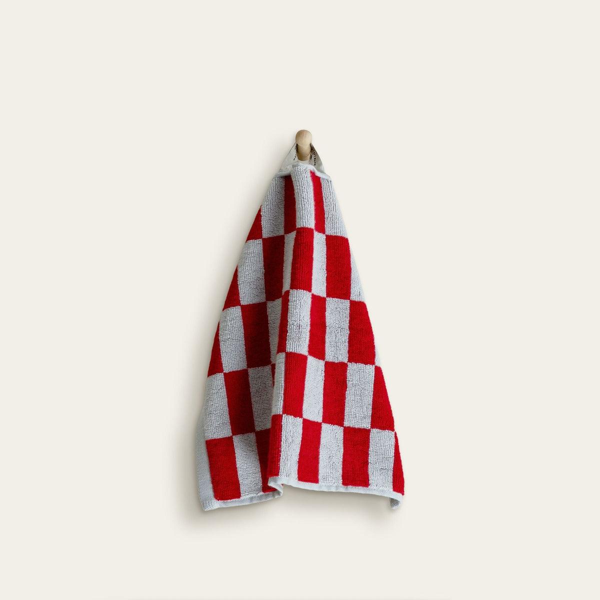 Checkered Cotton Towels — Tan &amp; Ecru