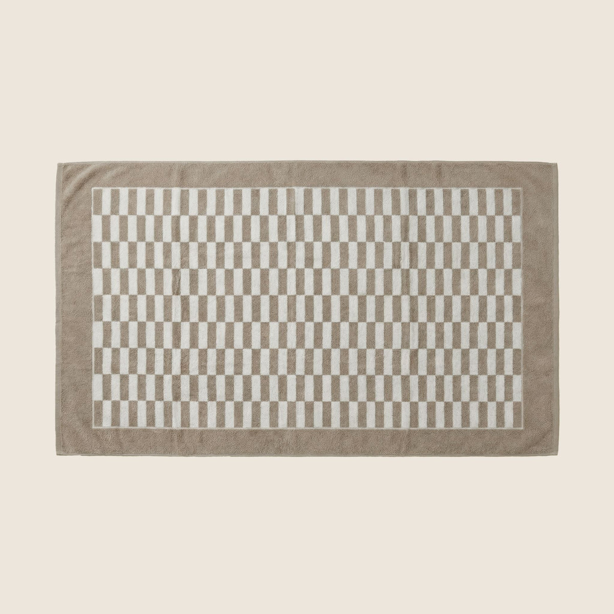 Checkered Cotton Towels — Tan &amp; Ecru