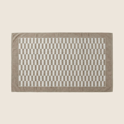 Checkered Cotton Towels — Tan &amp; Ecru