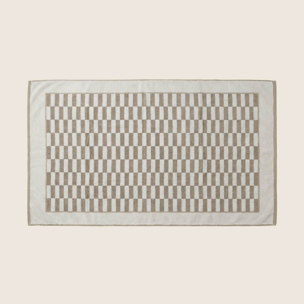 Checkered Cotton Towels — Tan &amp; Ecru