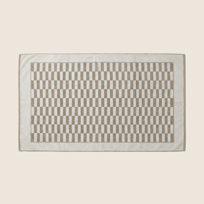 Checkered Cotton Towels — Tan &amp; Ecru