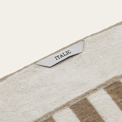 Checkered Cotton Towels — Tan &amp; Ecru