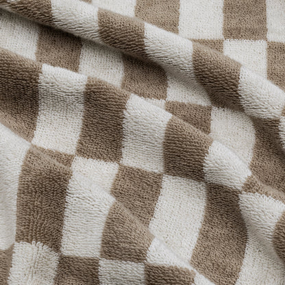 Checkered Cotton Towels — Tan &amp; Ecru