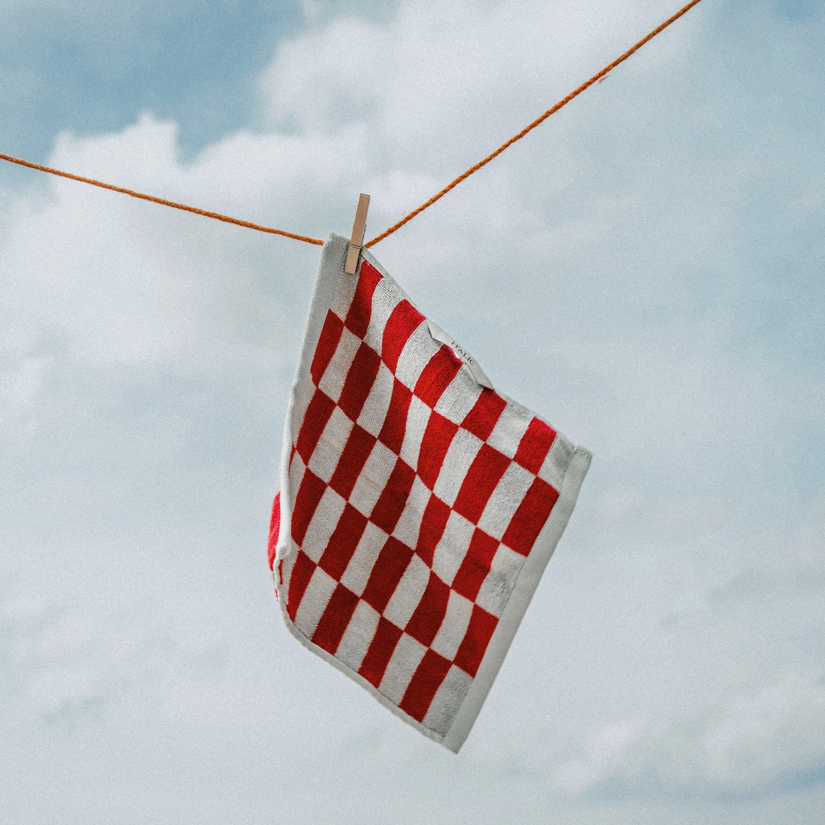 Checkered Cotton Towels — Tan &amp; Ecru