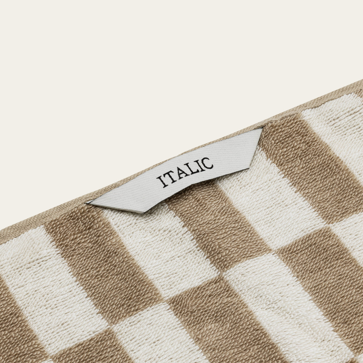 Checkered Cotton Towels — Tan &amp; Ecru